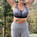 Girl having fun during hike in the forest
