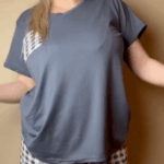 Blonde with big boobs wearing her Tshirt