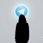 Lady in front of the Telegram logo