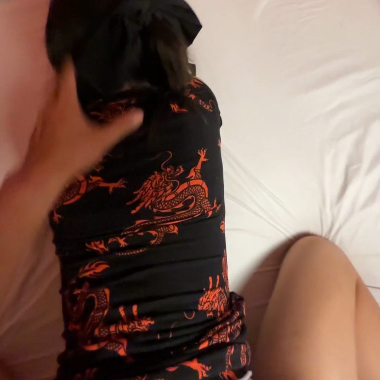 brunette getting doggy style fucked in bed